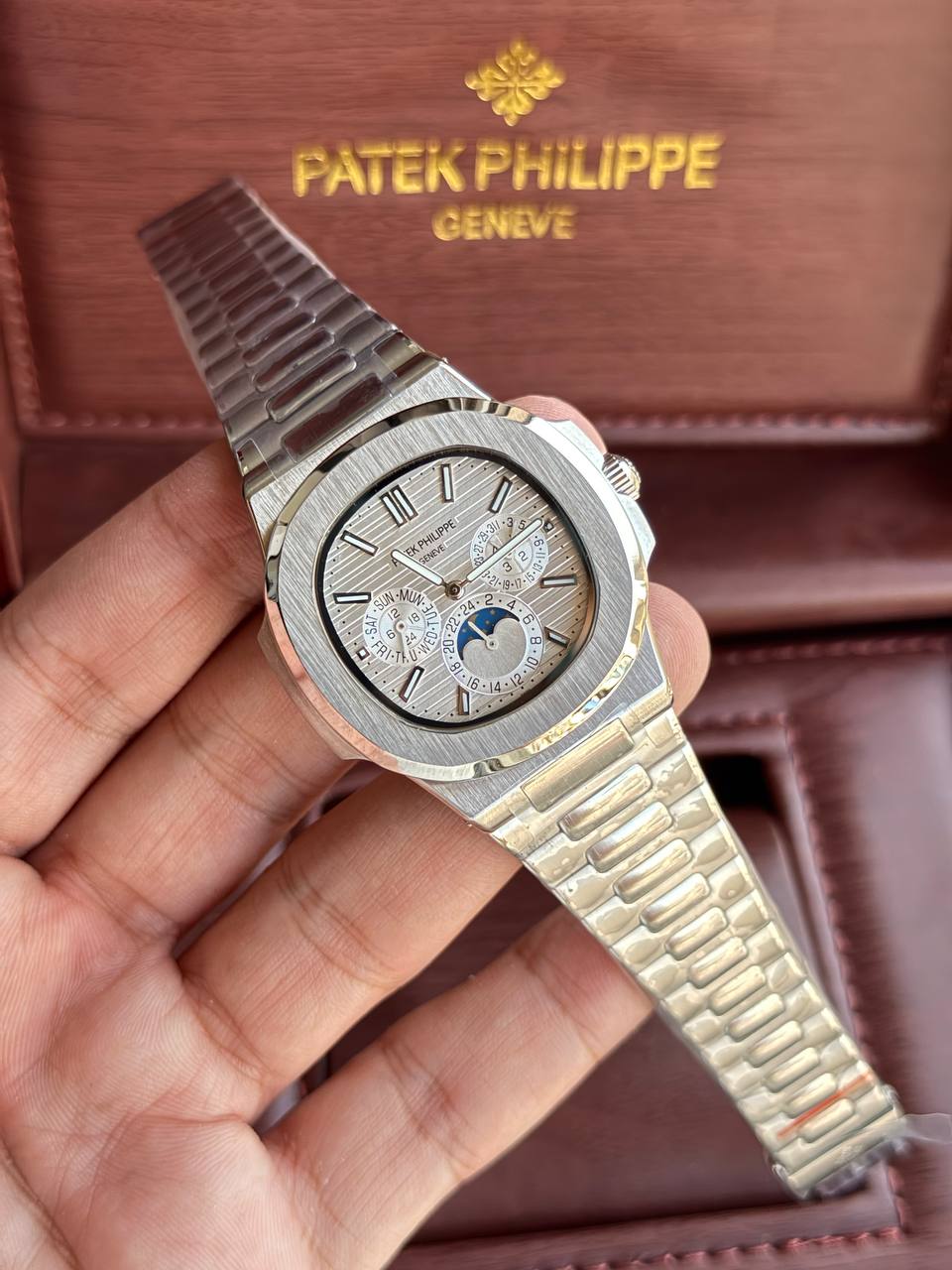 patek phillipe moon phase automatic white