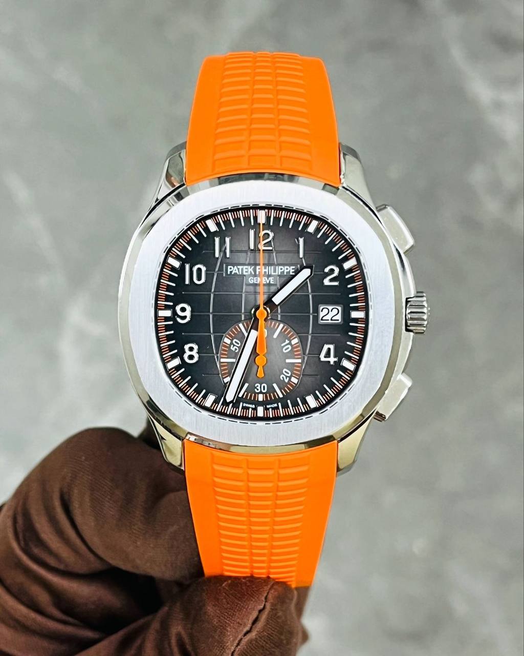 Patek Philippe Aquanaut Grey Dial in Orange strap – Automatic