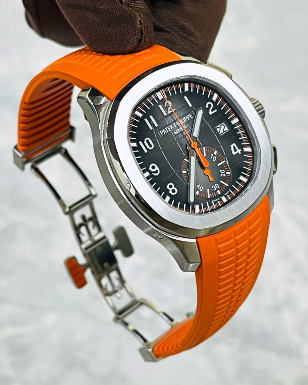 Patek Philippe Aquanaut Grey Dial in Orange strap – Automatic